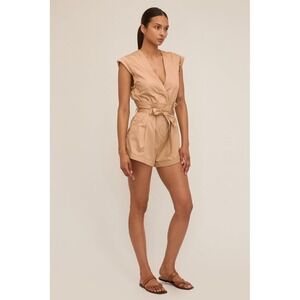 MARISSA WEBB Dixon Paper Bag‎ Sateen Romper Latte Size 10 Cotton